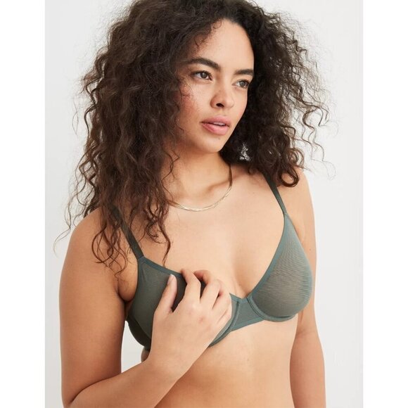 Smoothez Aerie Mesh Unlined Bra Royal Palm Size 34C NWT - Picture 7 of 7